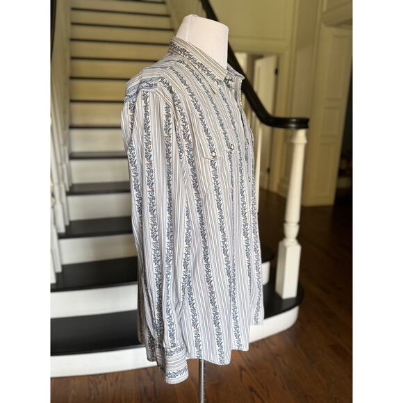 Vintage ROPER Embroidered Blue Pearl Snap Country Western Rodeo Ranch Cowboy - Picture 2 of 9